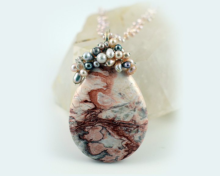 Custom pearl and stone necklace